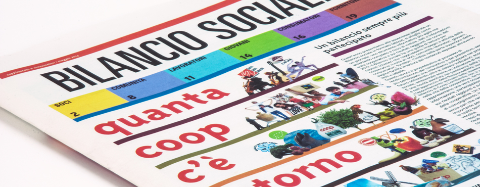 Copertina di presentazione del progetto di redazione del bilancio sociale 2013 di coop lombardia